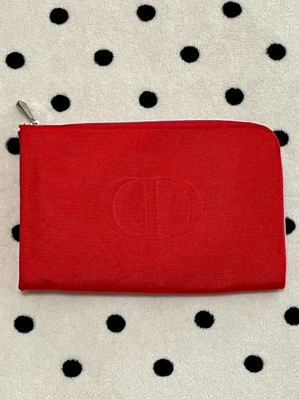 Authentic Christian Dior Beauty Canvas Logo Zip Pouch